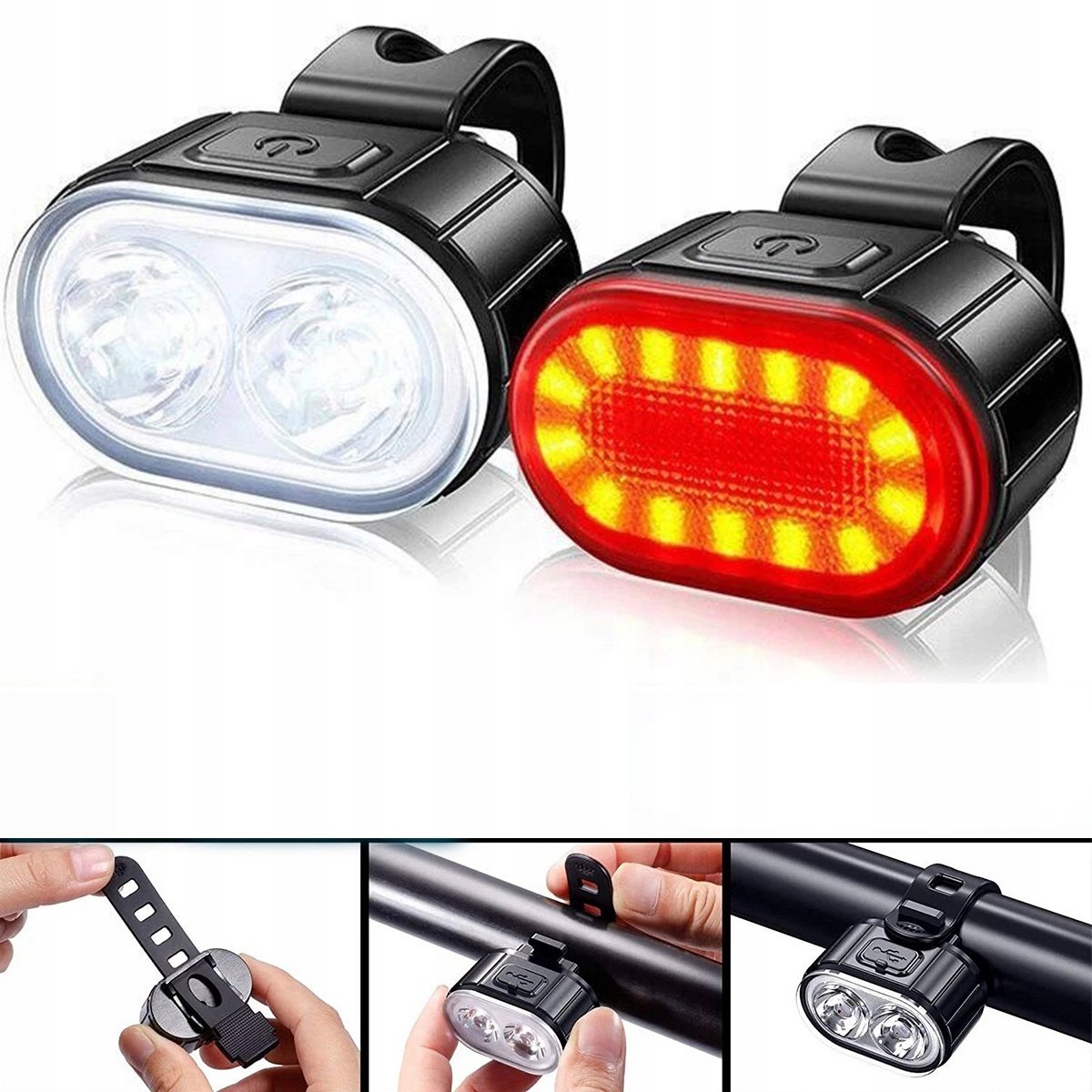 Krachtige LED Fietsverlichting Set USB Voor & Achter - Helder & Waterdicht