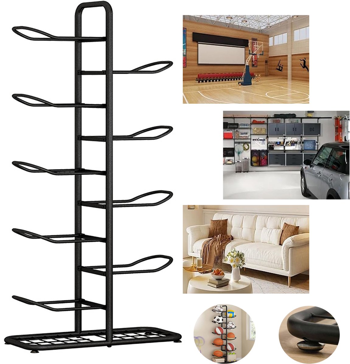 Opbergrek Voor Ballen, Opbergrek Voor 9-Ball Sportuitrusting, Basketbalorganizerrek Met Mand, Voor Sportliefhebbers.