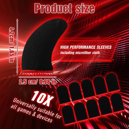 Solidchoice - 10 Paar Gaming Vingersleeves van Carbon Fiber voor Touchscreen Apparaten van Solidchoice — afbeelding 5