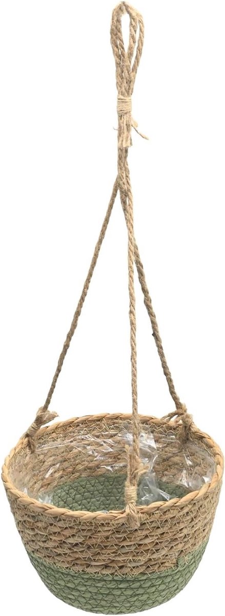 Hanging Flower Basket van 20 cm voor Binnen en Buiten, Ideaal voor Kleine Planten en Decoratieve Presentaties met Jute Touw