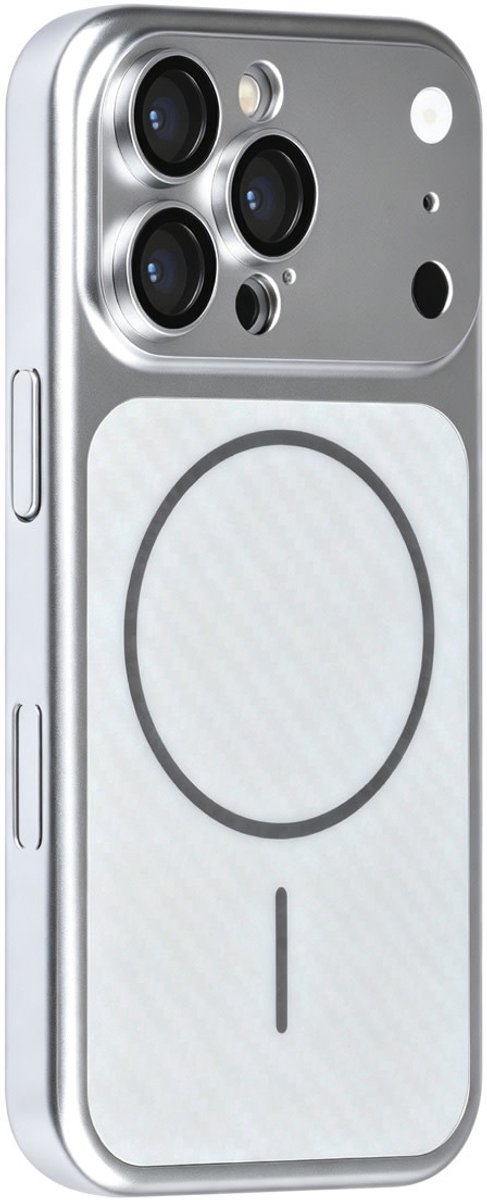 TUNIQ telefoonhoesje voor Apple iPhone 16 Pro - MagSafe with fiber pattern PC - Zilver