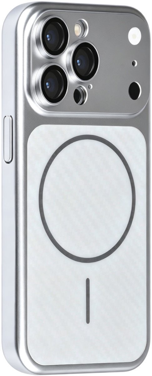 TUNIQ telefoonhoesje voor Apple iPhone 15 Pro - MagSafe met fiber pattern PC - Zilver