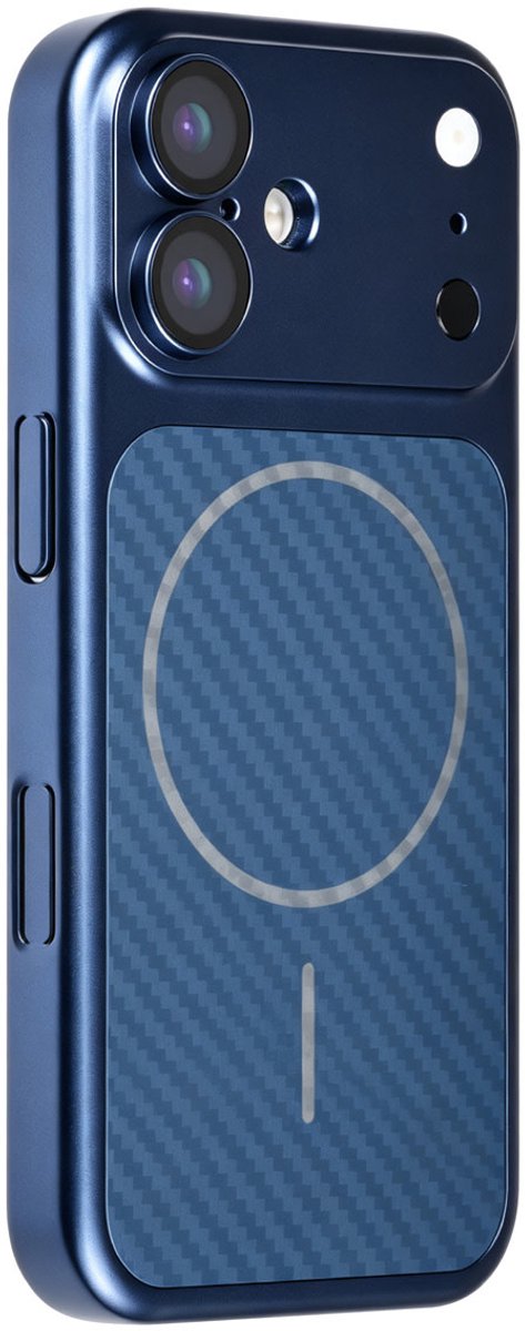TUNIQ Backcover hoesje voor Apple iPhone 16 - MagSafe with fiber pattern PC - Blauw