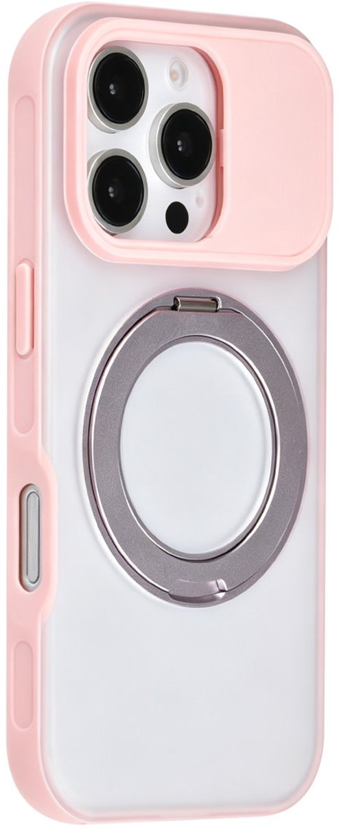 TUNIQ Backcover hoesje voor Apple iPhone 16 Pro - 360 rotation stand MagSafe - Roze