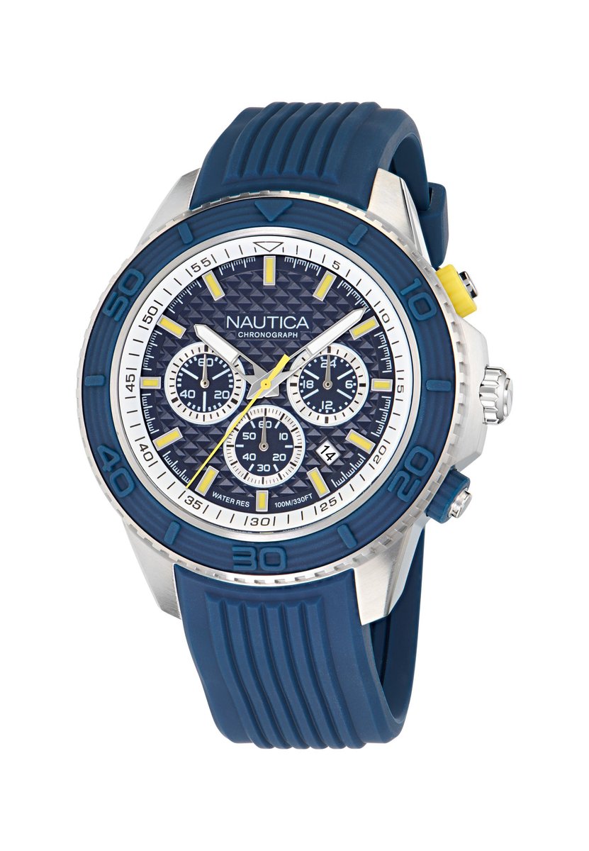Nautica Nautica One Quartz Analoog Horloge Blauw Kast: 100% Roestvrij Staal | Armband: 100% Siliconen 48 mm NAPNOS601, NAPNOS603
