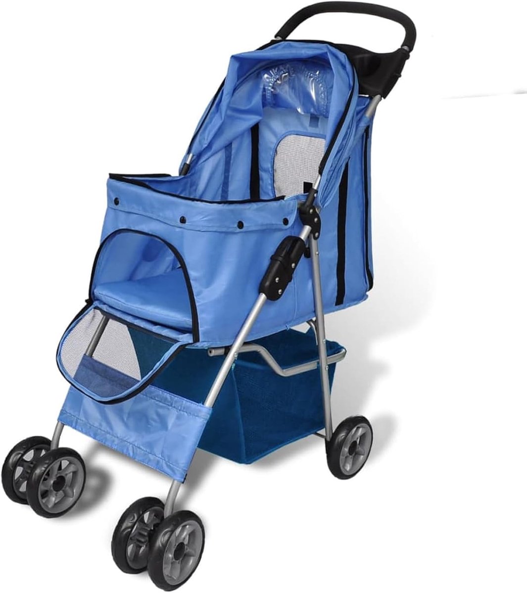Huisdier Kinderwagen - Reisdrager Hond - Comfortabel Wandelen - Waterafstotend Materiaal - 37 x 80 x 99 cm - Blauw