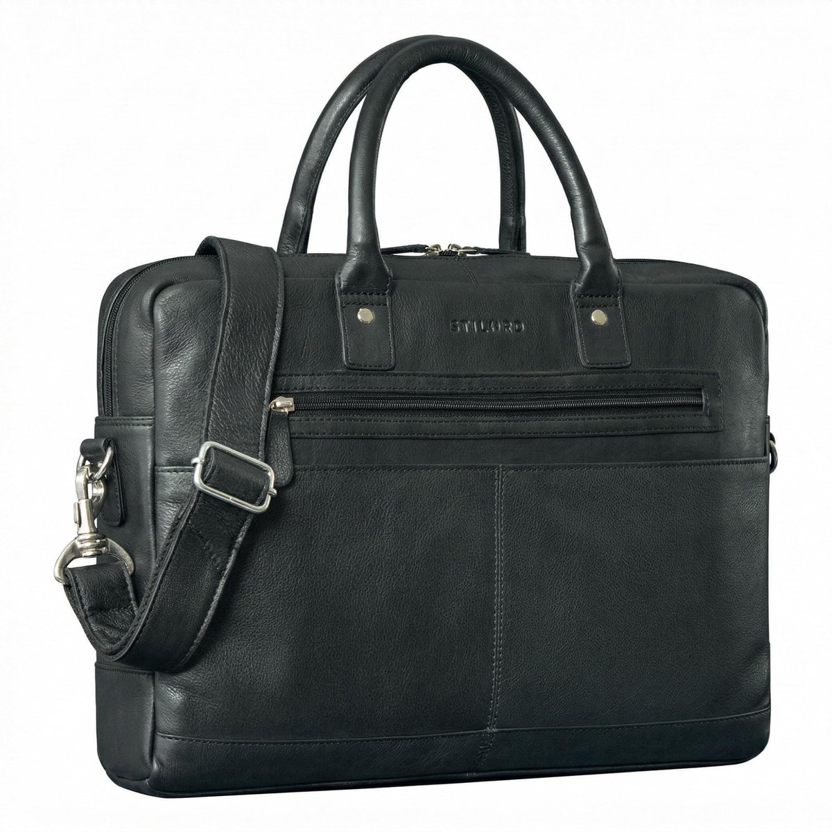 Elzusha - Leren Laptop Messenger Bag - Voor 15,6 inch met Trolleyhouder