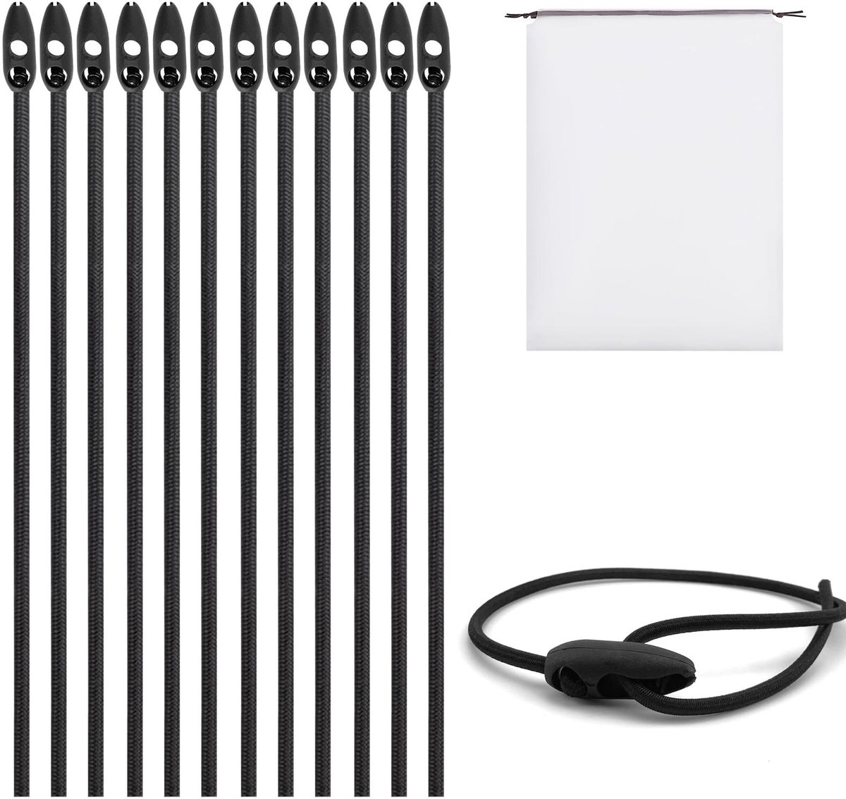 Elzusha - 12 Stuks Verstelbare Bungee Koorden van 50cm voor Camping en Luggage