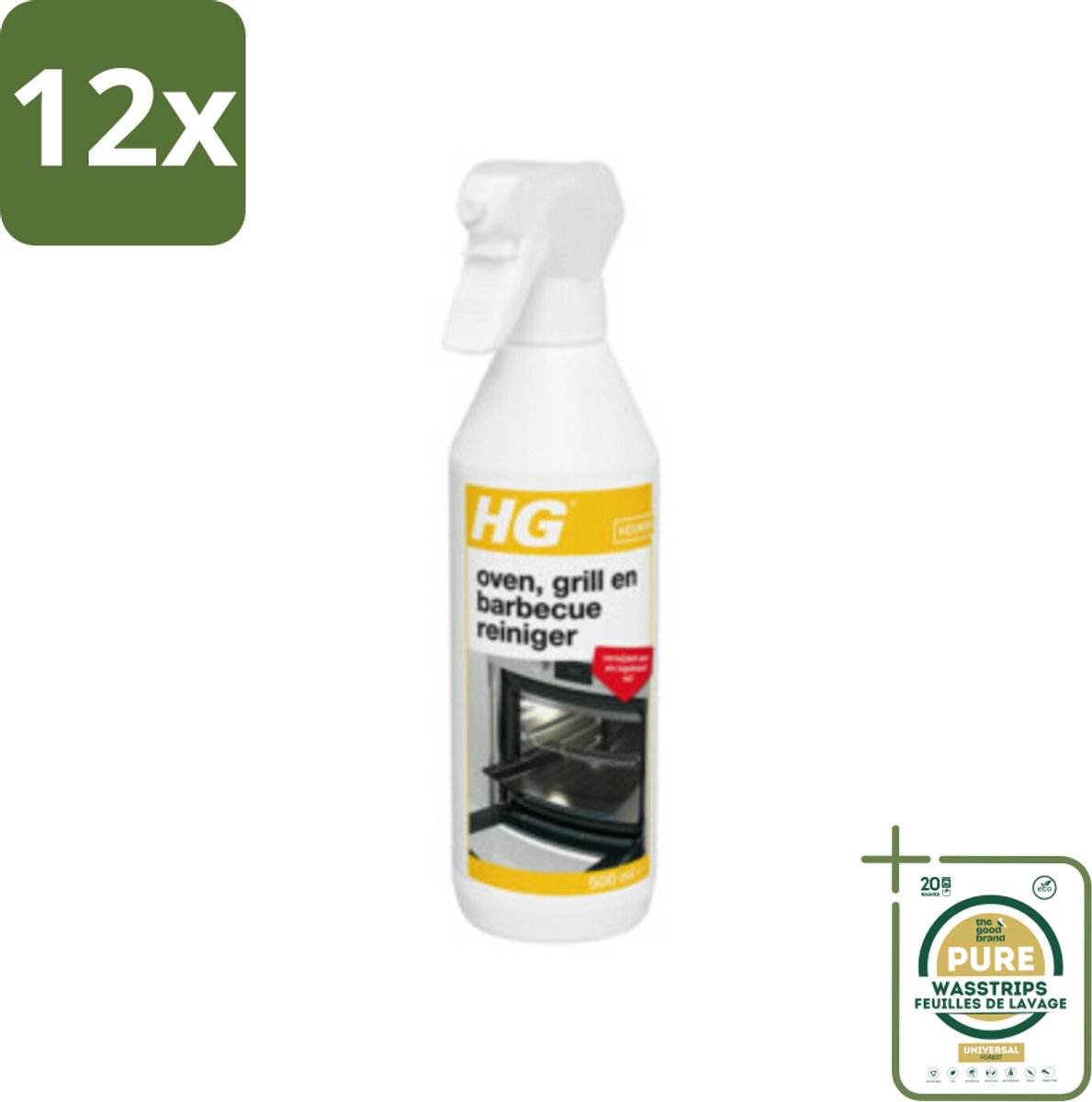 HG Reiniger Oven - Grill & Barbecue 500 ml - Voordeelverpakking - 12 stuks - Barbecue reiniger - Vetverwijderaar