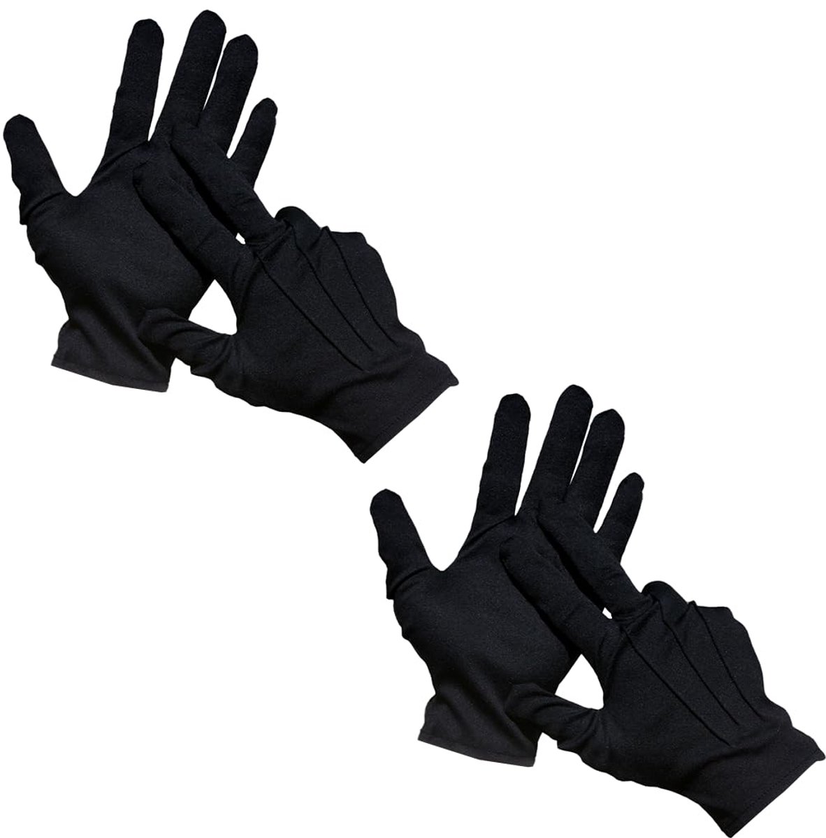 2 Paar Zwarte Katoenen Handschoenen voor Heren & Dames - Stoffen Handschoenen met 3 Siernaden - ShopVlot