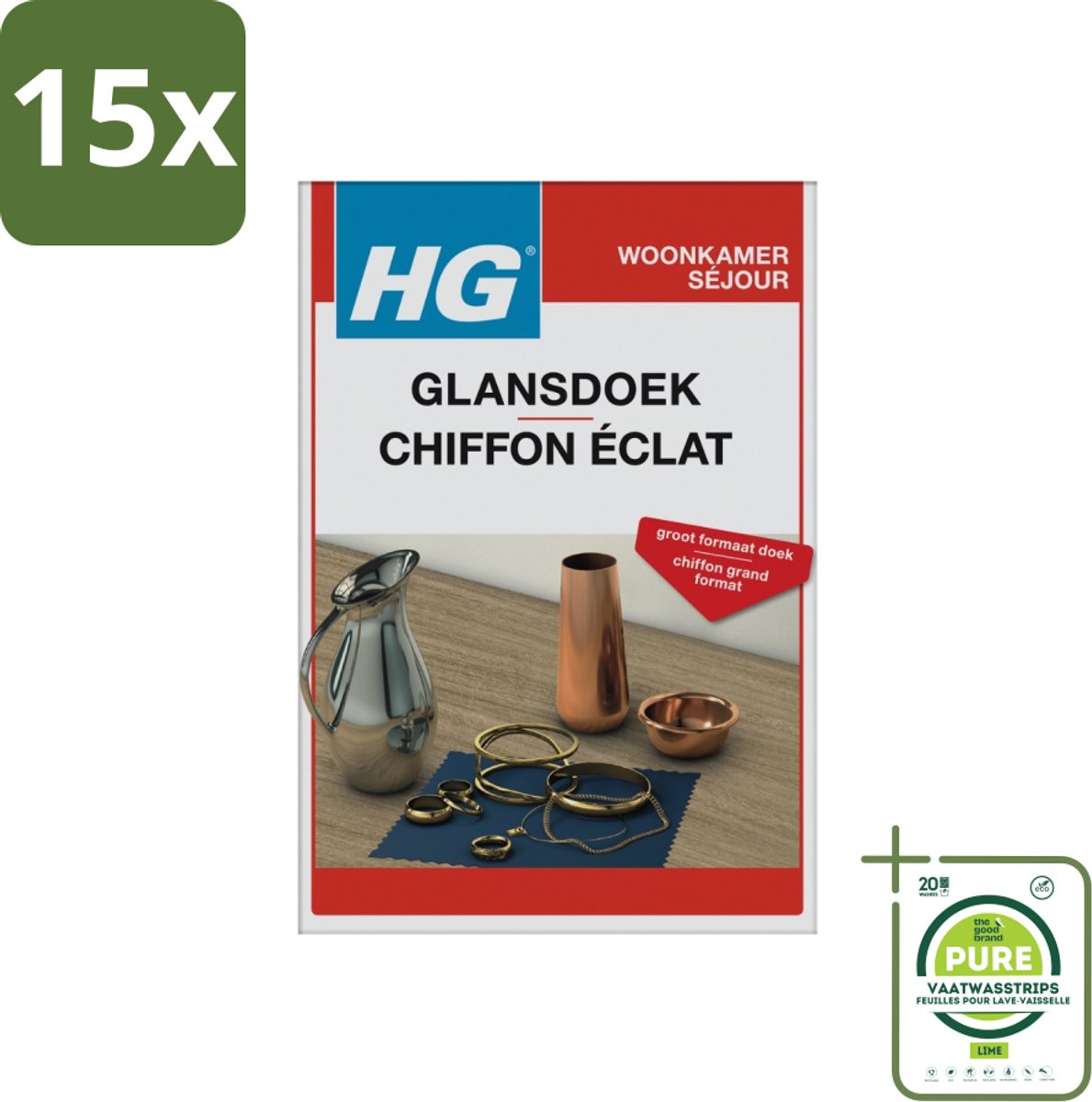 15 x HG Zilver Glansdoek - Grootverpakking - Zilver Poetsdoek - Zilver Schoonmaken - Zilver Glans - Zilver Onderhoud - Zilver Reiniging
