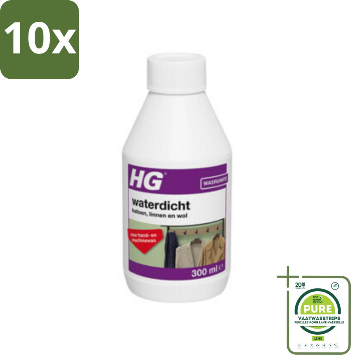 10 x HG Waterdicht katoen Voor Linnen, Wol & Gemengde Textielsoorten 300 ml - Grootverpakking - Waterdicht Maken - Katoen Waterdicht - Linnen Waterdicht - Wol Waterdicht - Textiel Waterdicht