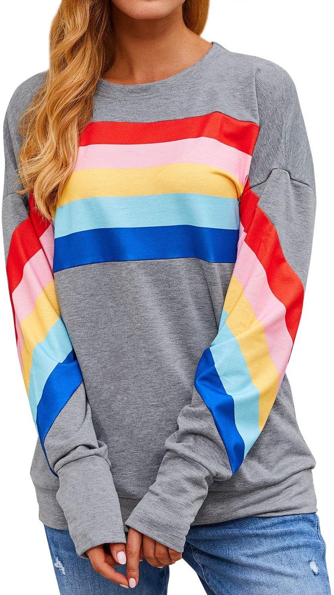 Elzusha - Dames Regenboog Sweatshirt met Lange Mouwen