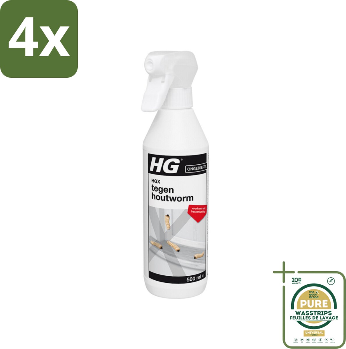 HG X Tegen Houtworm 500 ml - Voordeelverpakking - 4 stuks - Hout bescherming - Houtworm preventie