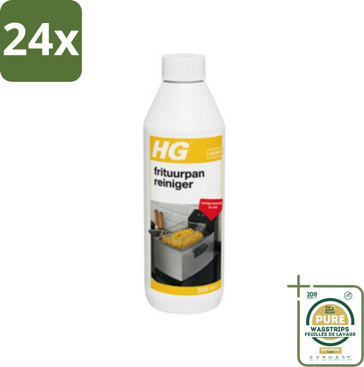 HG Frituurpanreiniger 500 ml - Voordeelverpakking - 24 stuks - Aangekoekt vet - Frituurpan schoonmaken
