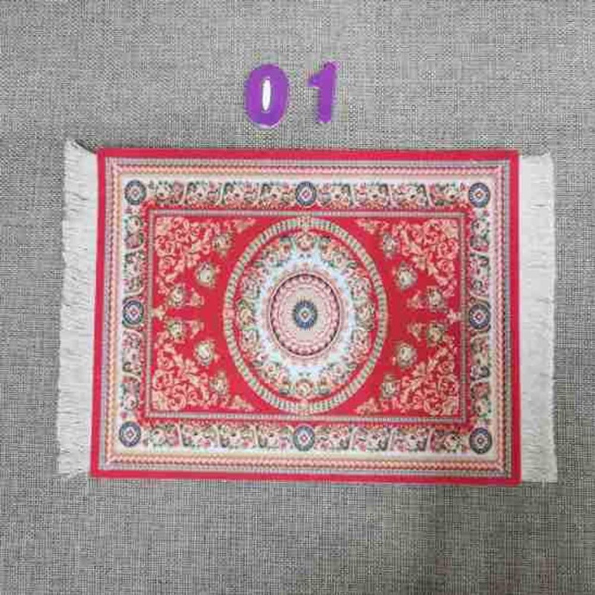 Mini Tapijt Muismat met Oosters Patroon en Boho Franje - Ideaal voor Gaming en Kantooraccessoires, Compact en Stijlvol