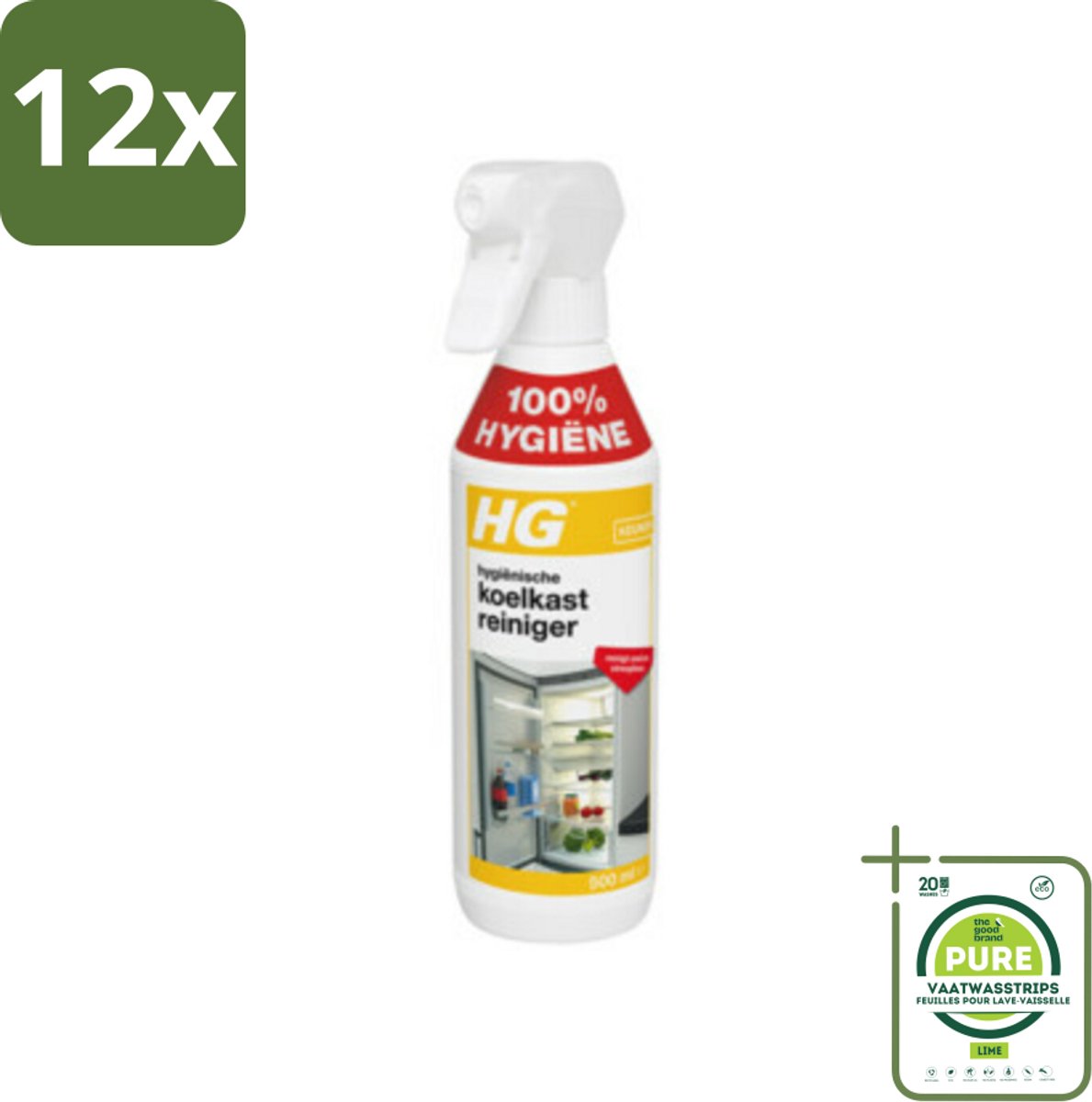 HG Hygienische Koelkast Reiniger 500 ml - Voordeelverpakking - 12 stuks - Koelkastreiniger - Koelkast schoonmaken