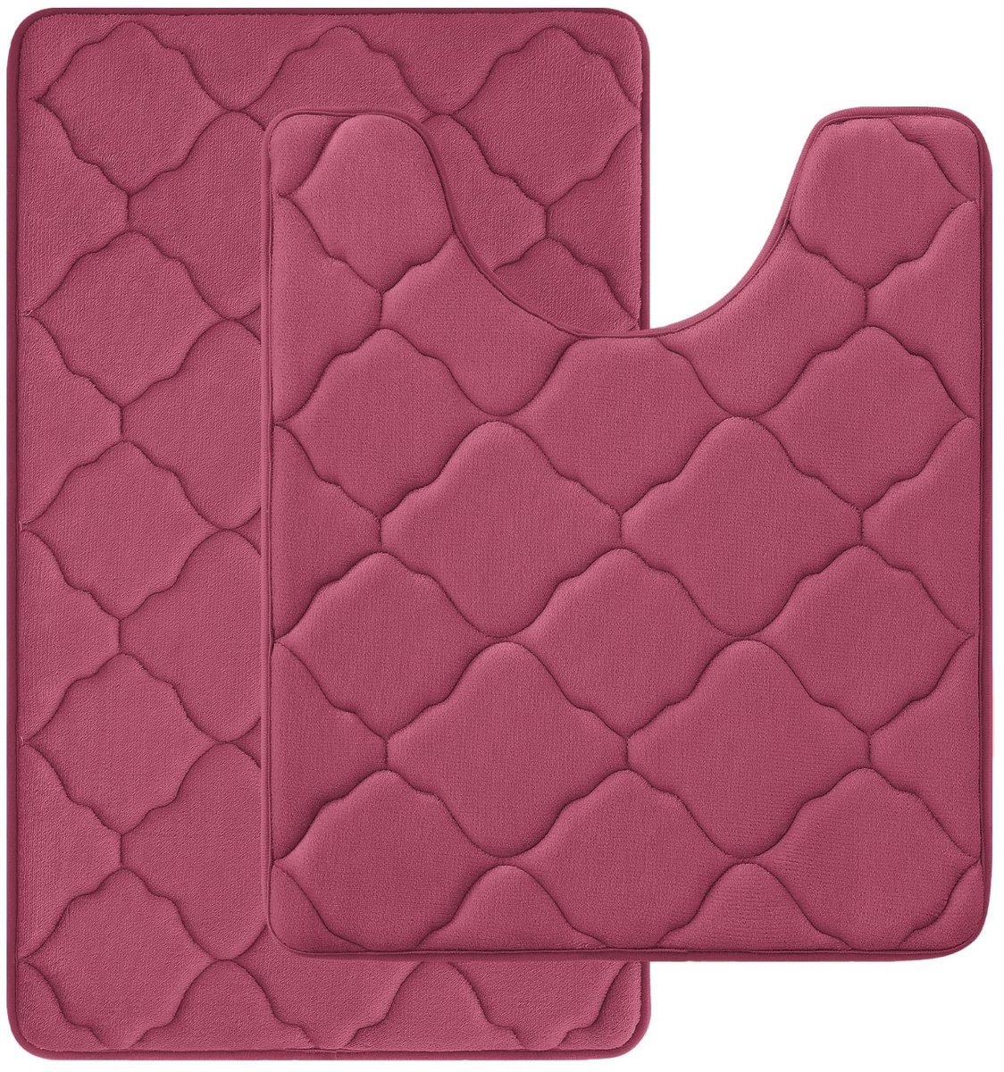 Elzusha - 2-Piece Memory Foam Badmat Set in Wijnrood