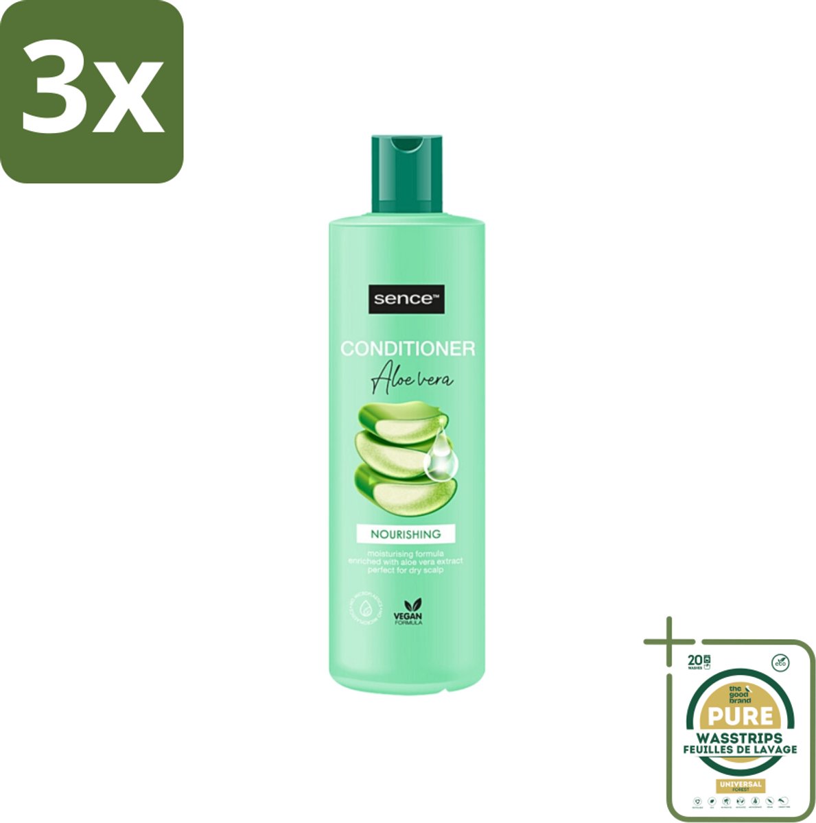 3 x Sence - Aloë Vera - Shampoo - Verzachtend - 400 ml - Grootverpakking - Aloë Vera Shampoo - Verzachtend Shampoo - Droog Haar Shampoo - Beschadigd Haar Shampoo - Gezond Haar