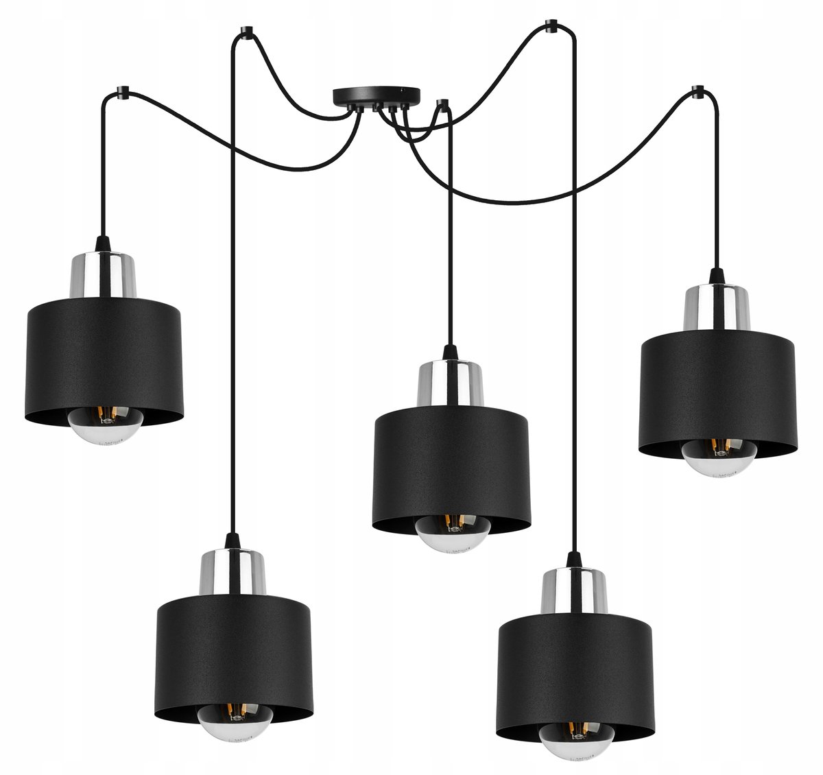 Hanglamp Spider Panta Zwart Metaal 5xE27 Loft Stijl