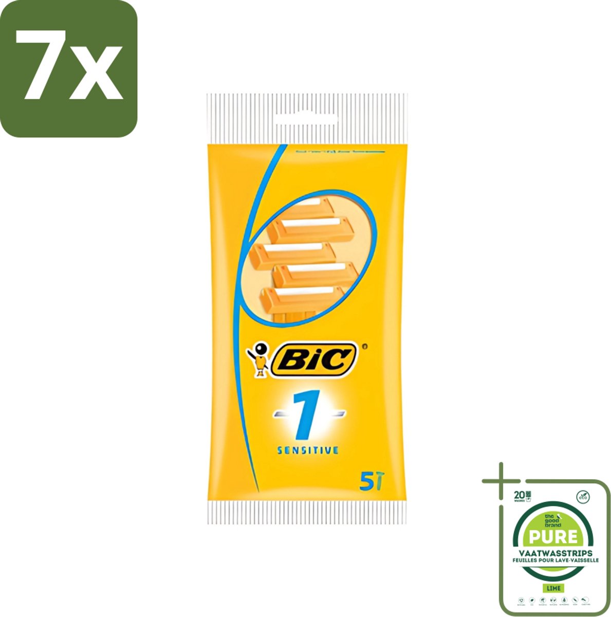 7 x Bic - Scheermesjes - Sensitive - Enkel Mesje - Wegwerpmesjes - 5 Scheermesjes - Grootverpakking - Scheermesje - Gevoelige Huid - Wegwerpscheermesje - Roestvrij Staal - Polymerische Bekleding