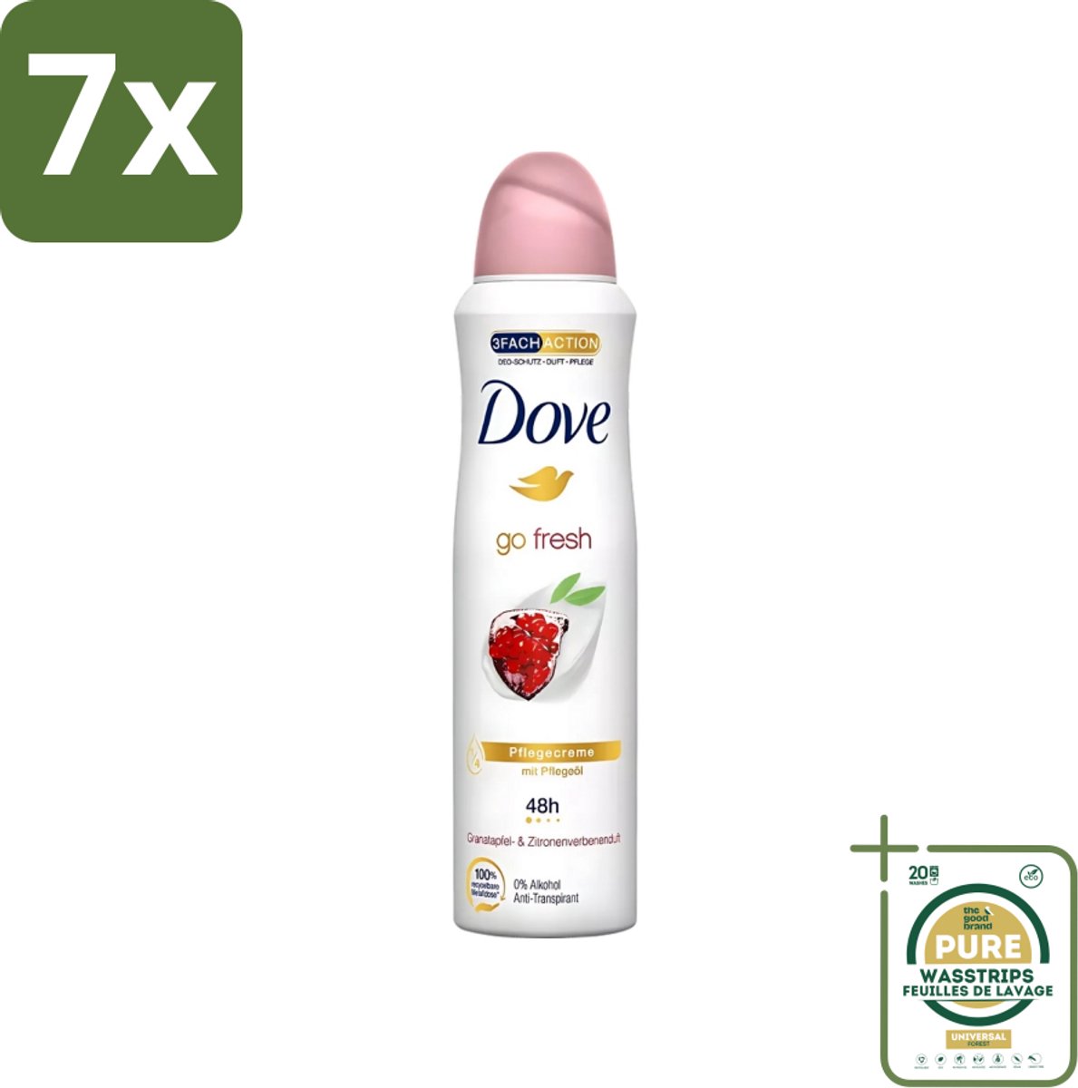 7 x Dove - Deodorant - Go Fresh Granaatappel - Frisse en fruitige geur - 150 ml - Grootverpakking - Dove Go Fresh - Deodorant Spray - Anti-transpirant - Frisheid - Fruitige Geur