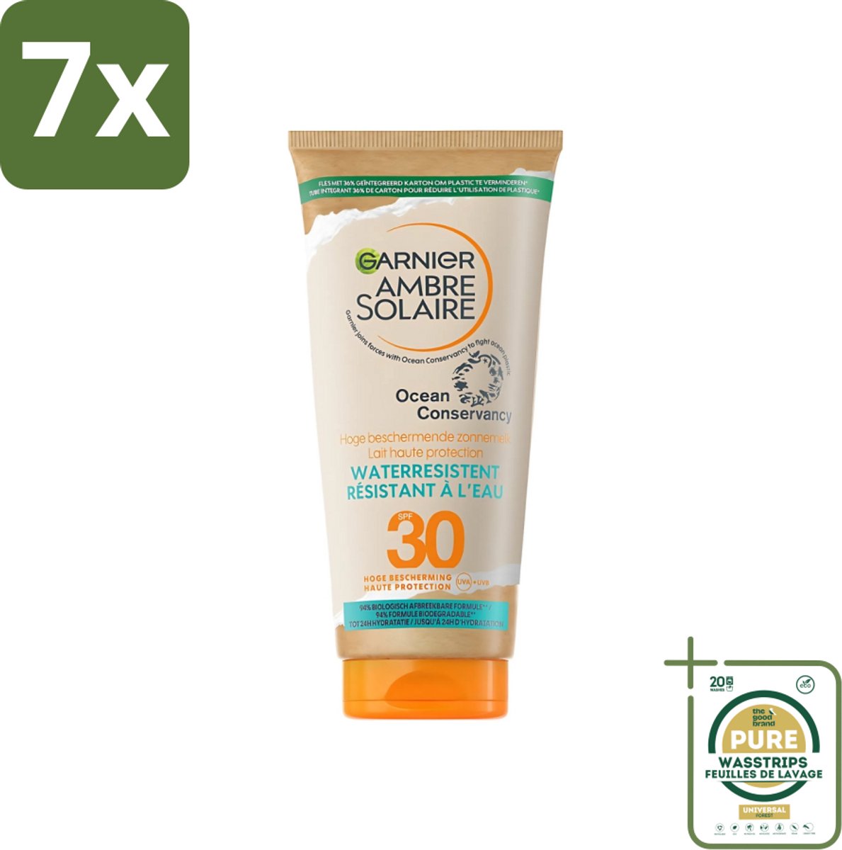 7 x Garnier - Ambre Solaire - Waterresistente Beschermende Zonnebrandmelk - SPF 30 - 175 ml - Grootverpakking - Zonbescherming - Zonnebrandmelk - SPF 30 - Waterresistent - Huidbescherming