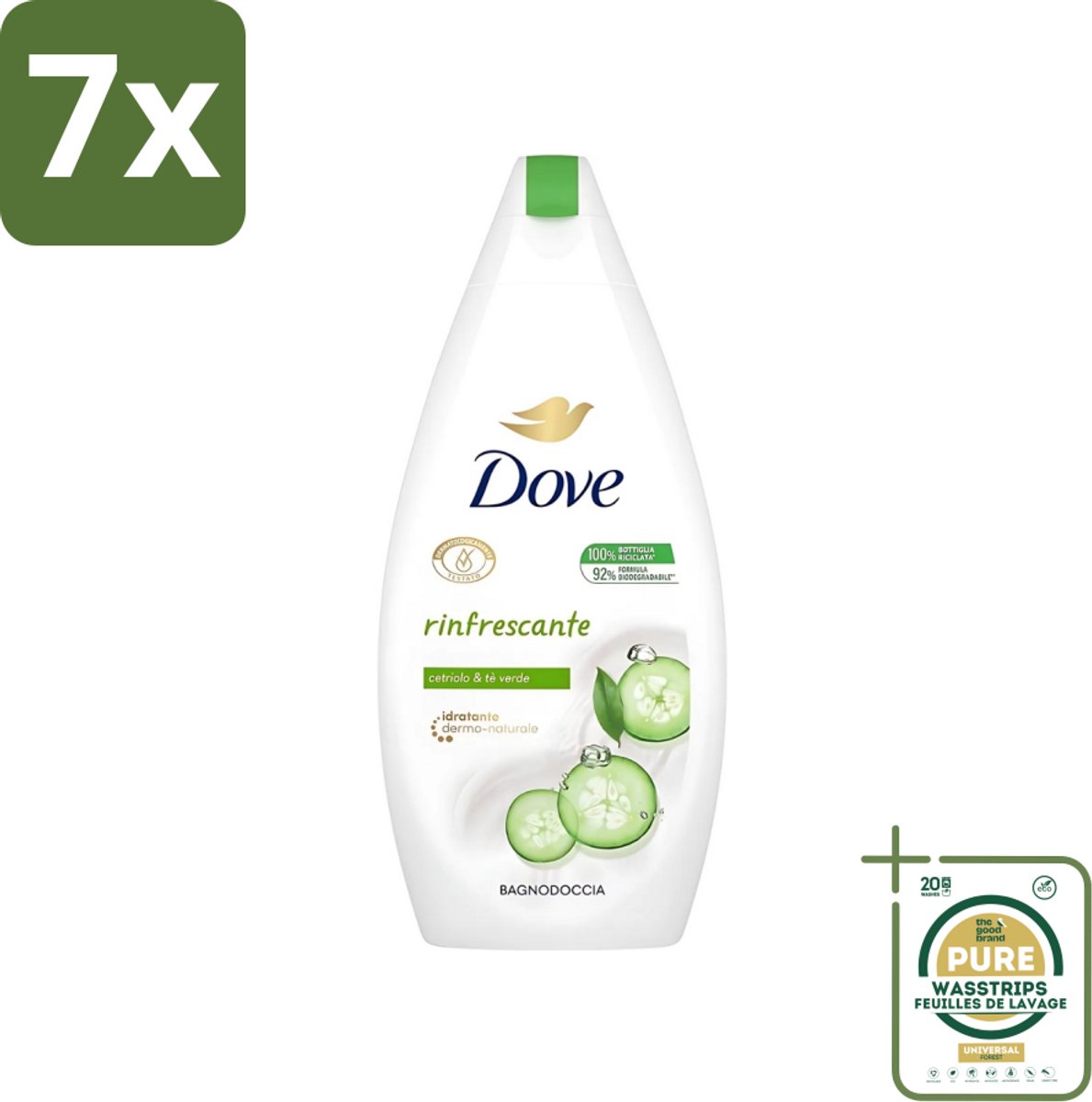 7 x Dove - Douchegel - Refreshing - Komkommer & Groene thee - Verfrissend - 400 ml - Grootverpakking - Douchegel - Frisheid - Verfrissend - Kalmerende Scrub - Uitdroging Voorkomen