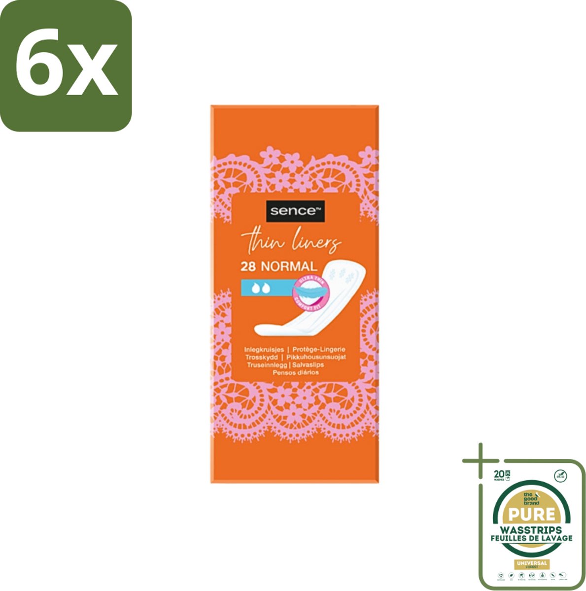 Sence - Normaal - Inlegkruisjes - Dagelijks Comfort - 28 Inlegkruisjes - Voordeelverpakking - 6 stuks - Afscheiding - Menstruatie