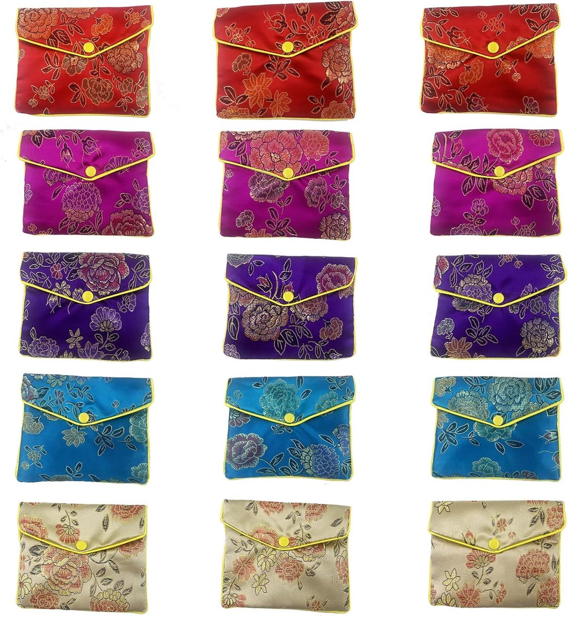 15 Stuks Sieradentas Geschenkzakje 12x10 cm,Chinese Zijde Stijl Brokaat Geborduurde Tas voor Vrouwen Geschenken (Groot) - ShopVlot