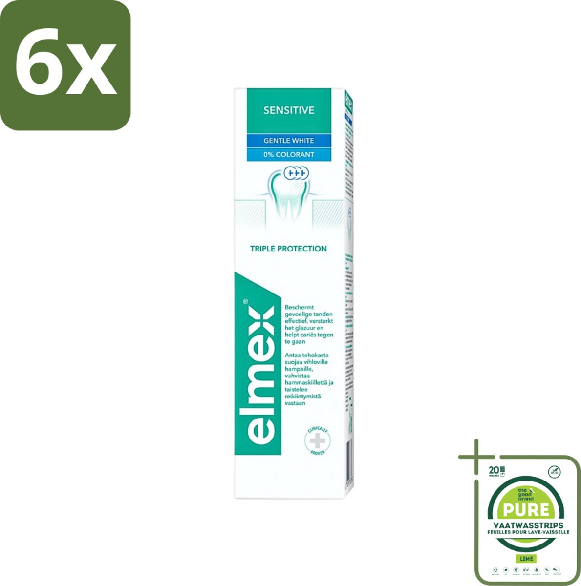 Elmex - Tandpasta - Sensitive Whitening - Triple Protection - 75 ml - Voordeelverpakking - 6 stuks - Gevoelige tanden - Tandpasta