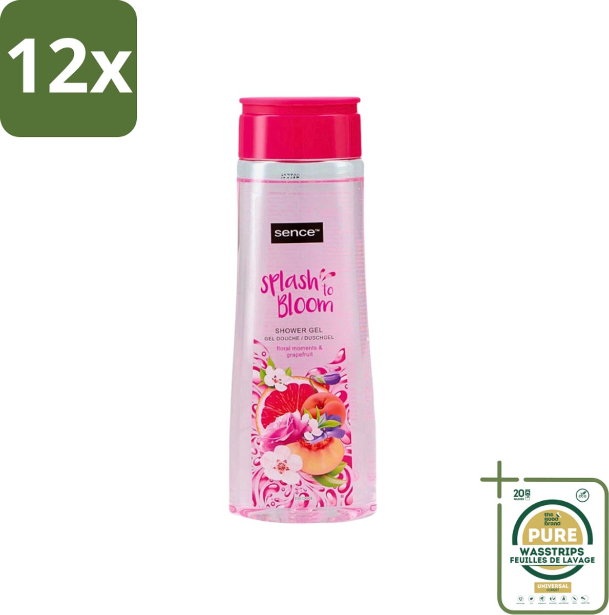 Sence - Floral Moments & Grapefruit - Douchegel - Fris & Fruitig - 300 ml - Voordeelverpakking - 12 stuks - Bloemige geur - Fris
