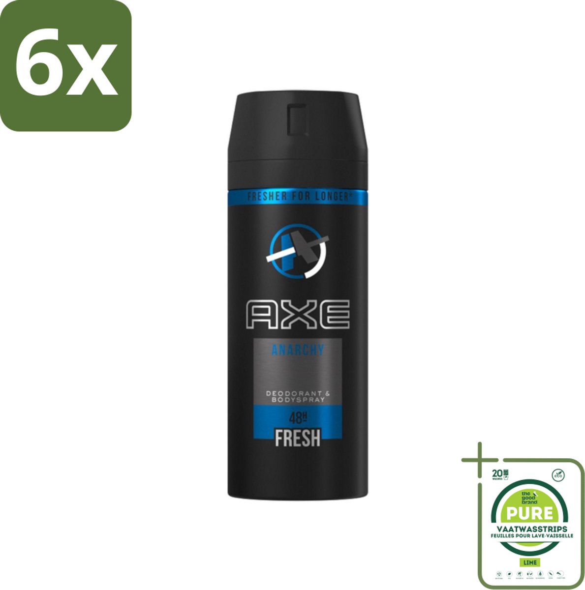 Axe - Deodorant Bodyspray - 48hrs Fresh - Anarchy for Him - 150 ml - Voordeelverpakking - 6 stuks - Axe Anarchy for Him - Deodorant bodyspray