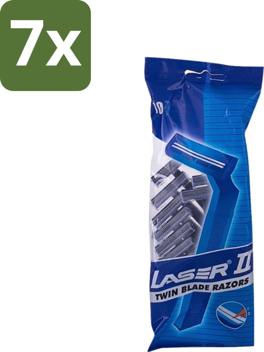 7 x Laser 2 - Ready Razor - Wegwerp - Voor Mannen - 10 Mesjes - Scheermesjes - Wegwerp Scheermesjes - Laser 2 Scheermesjes - 2-bladige Scheermesjes - Scheerbeurt