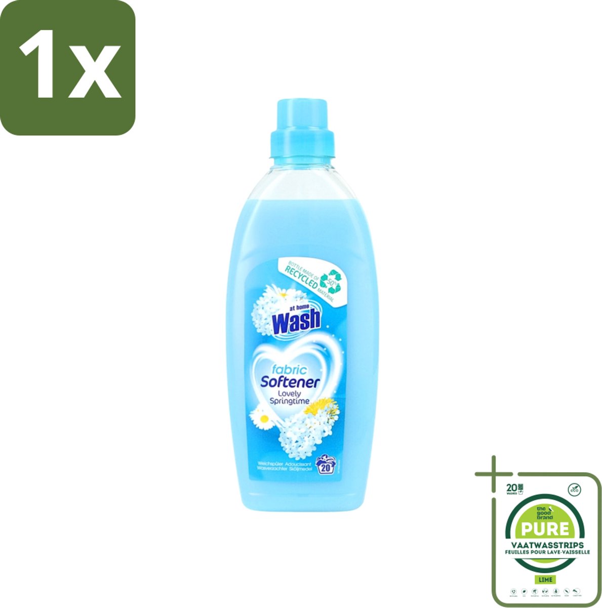 1 x At Home - Wash - Wasverzachter - Lovely Springtime - 20 Wasbeurten - Wasverzachter - Wasverzachter Voor Kleding - Wasverzachter Voor Alle Stoffen - Wasverzachter Fris - Wasverzachter Geur