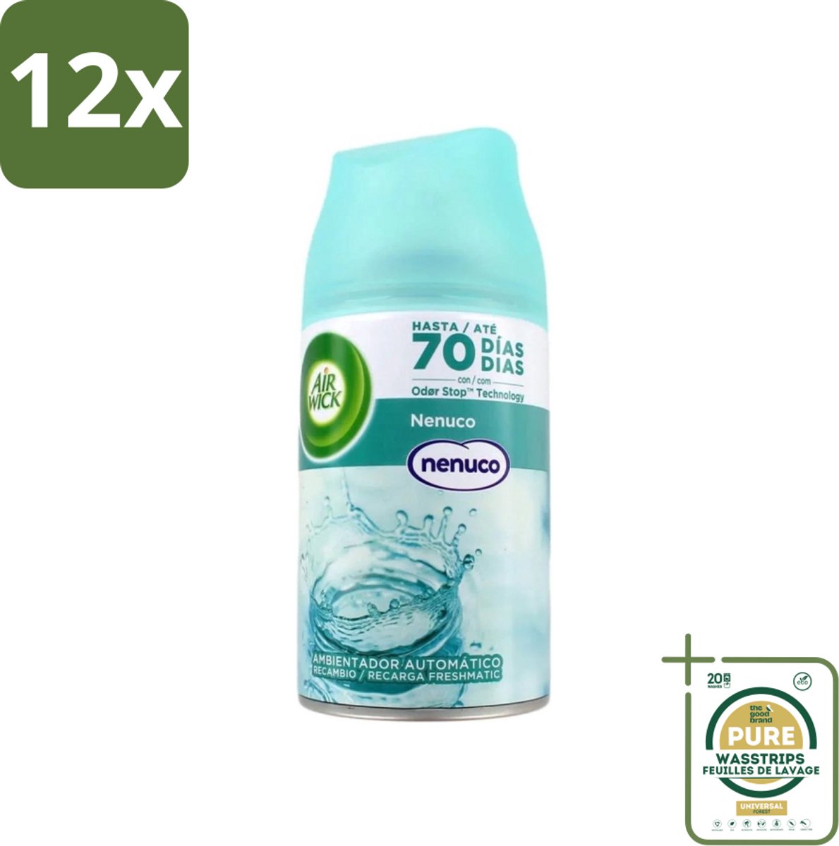 Air Wick - Luchtverfrisser Navulling - Nenuco - Automatische Spray - 250 ml - Voordeelverpakking - 12 stuks - Automatische spray - Geurverspreiding