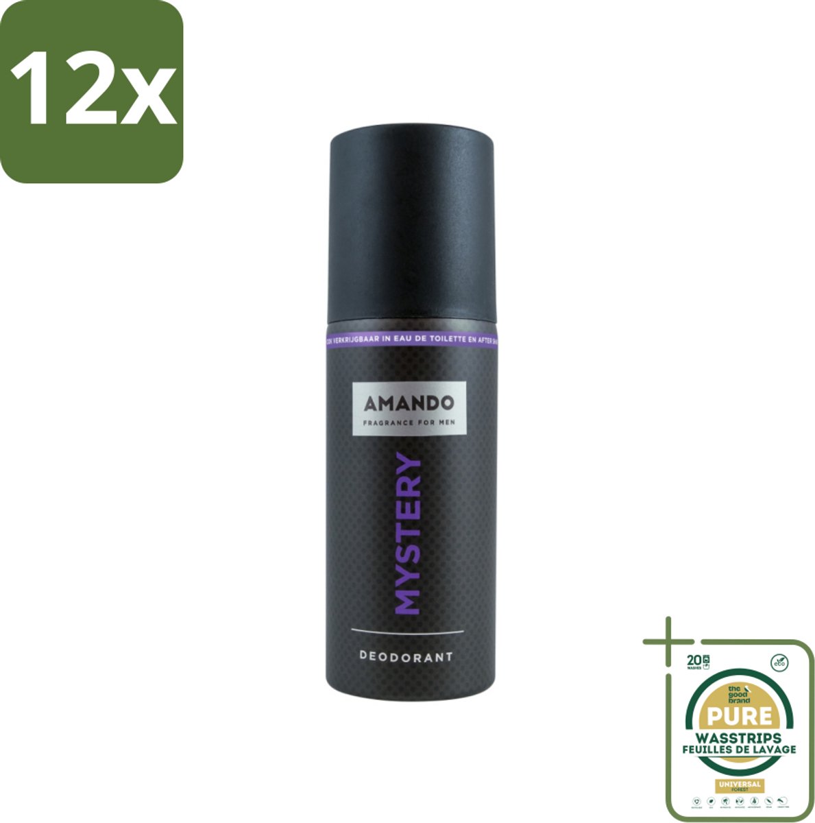 Amando - Mystery - Deodorant - Spray - 150 ml - Voordeelverpakking - 12 stuks - Kruiden geur - Vanille geur