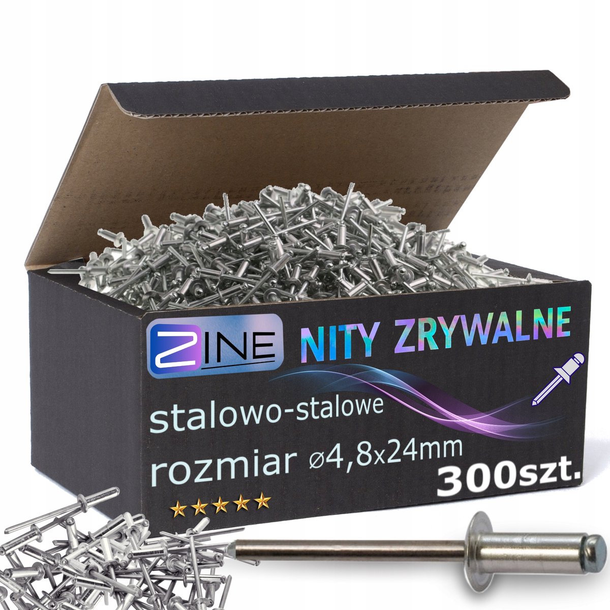 ZINE Staal Blindklinknagels 4.8x24mm - 300 stuks