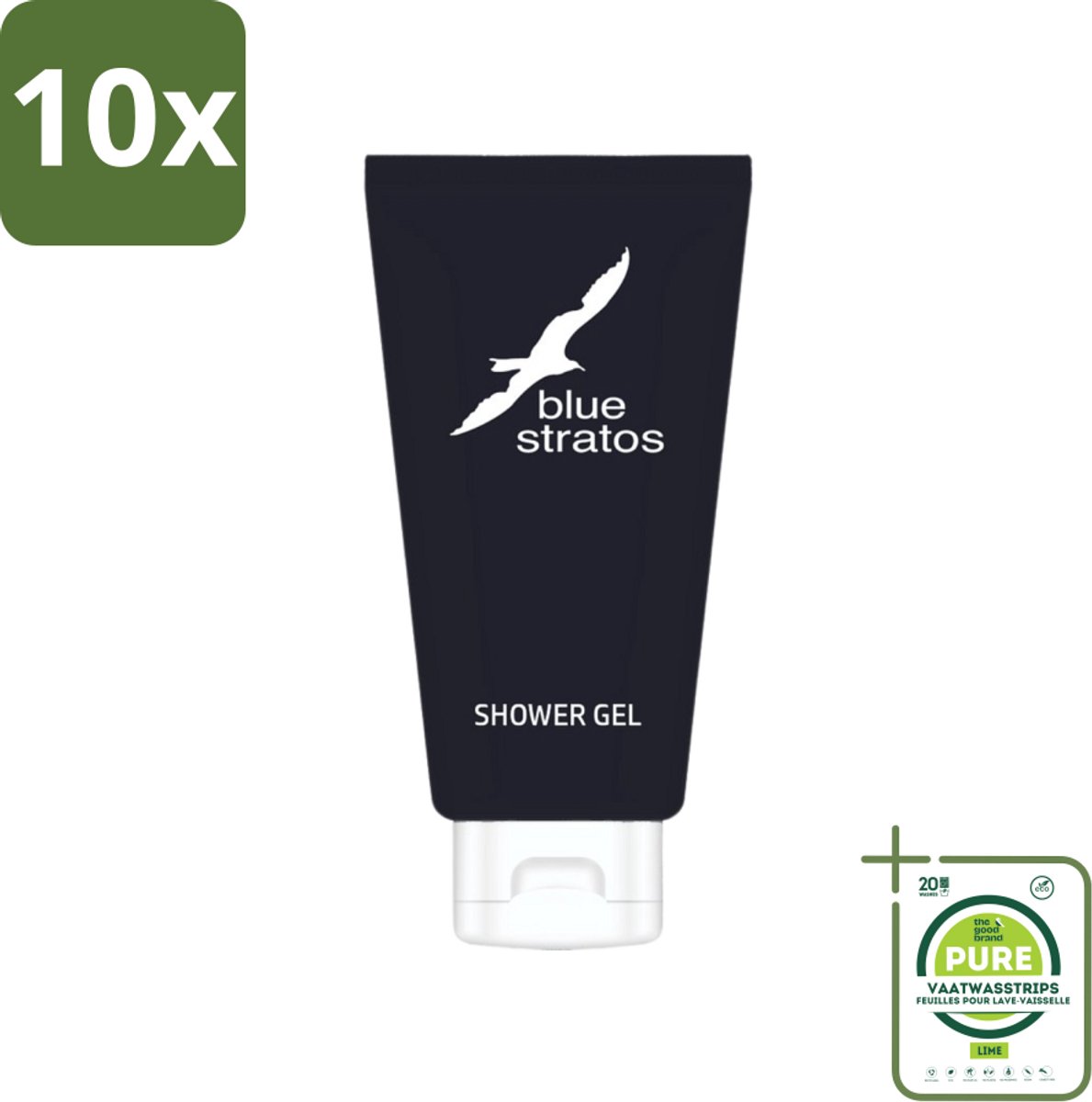 10 x Blue Stratos - Douchegel - Verfrissende Geur - 200 ml - Grootverpakking - Douchegel - Douchegel Man - Douchegel Fris - Douchegel Klassiek - Douchegel Voor Mannen
