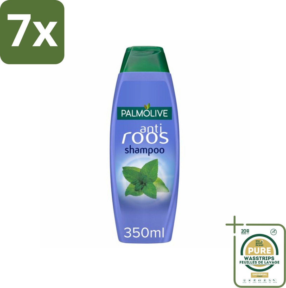 7 x Palmolive Shampoo Anti-Roos 350 ml - Grootverpakking - Anti-roos Shampoo - Wilde Munt Shampoo - Roosbestrijdend Shampoo - Gezonde Hoofdhuid - Verfrissend Haar