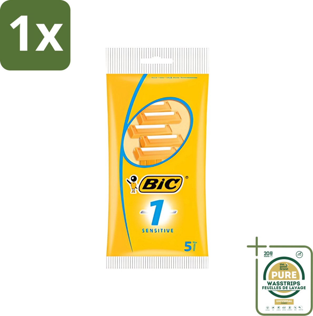 1 x Bic - Scheermesjes - Sensitive - Enkel Mesje - Wegwerpmesjes - 5 Scheermesjes- Scheermesje - Wegwerpscheermesje - Gevoelige Huid - Roestvrij Staal - Polymerische Bekleding