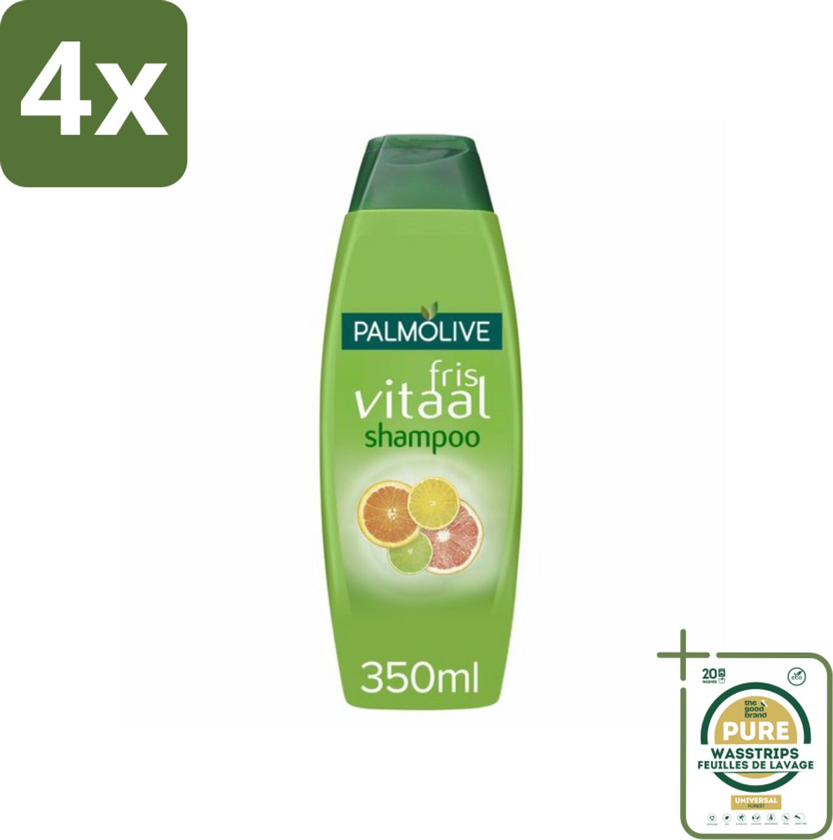 Palmolive Shampoo Fris Vitaal 350 ml - Voordeelverpakking - 4 stuks - Haar reinigen - Haar vitaliteit
