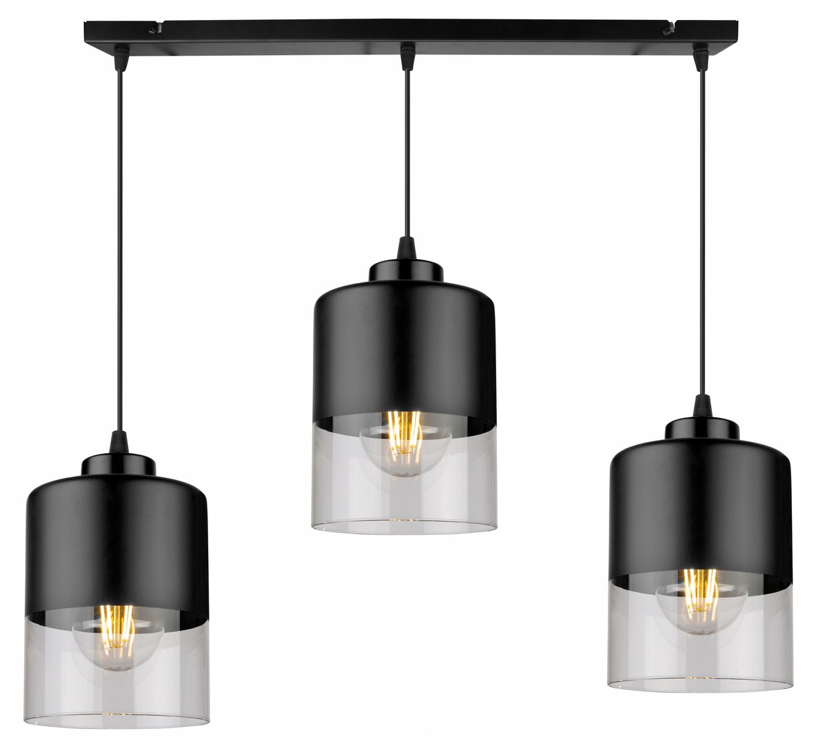 Hanglamp Roma 2240/3 - zwart/glas - 3xE27 - verstelbaar