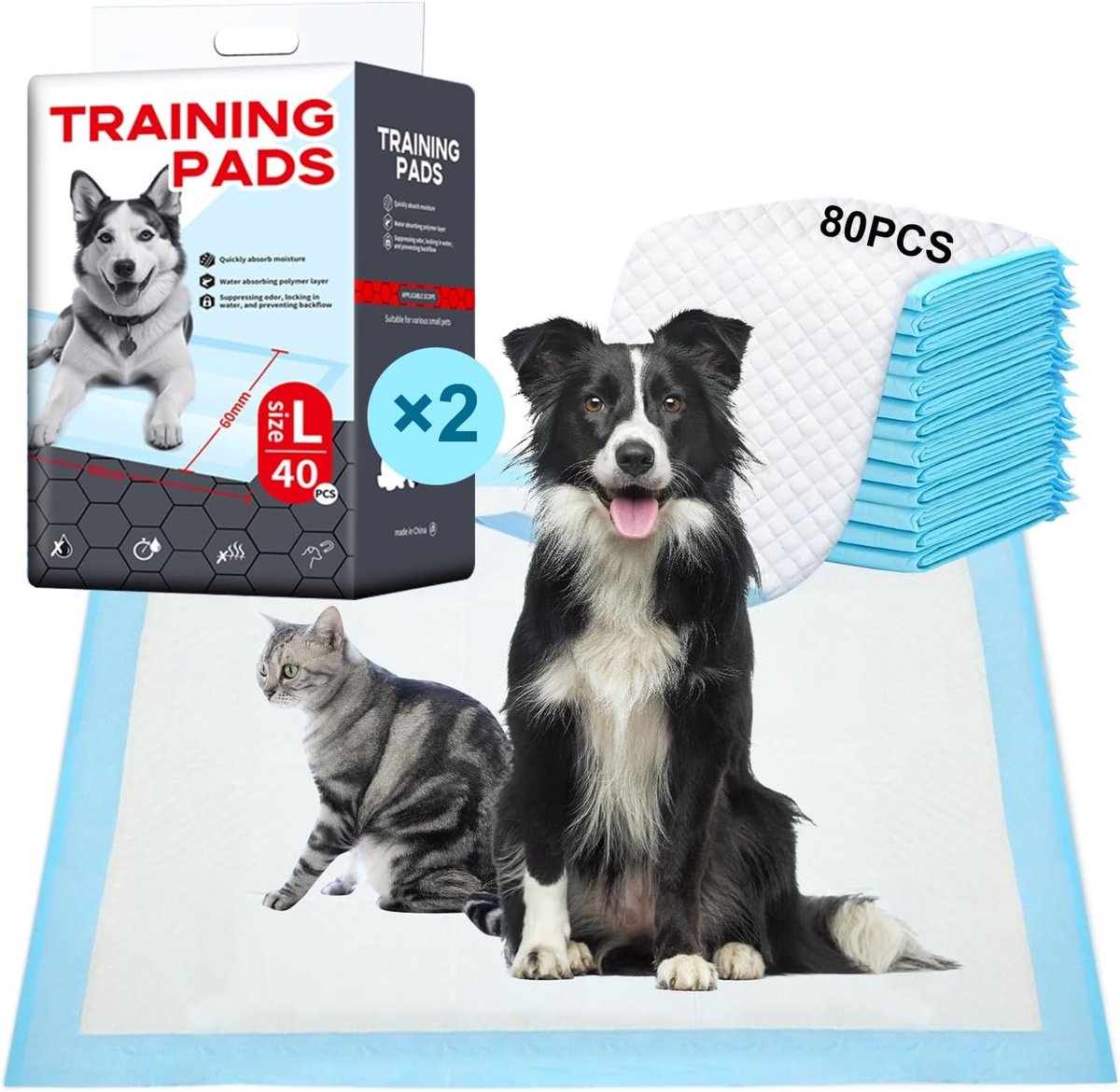 Puppy pads 60 x 60 cm - 80 stuks voor zindelijkheidstraining, absorptie en hondenverzorging