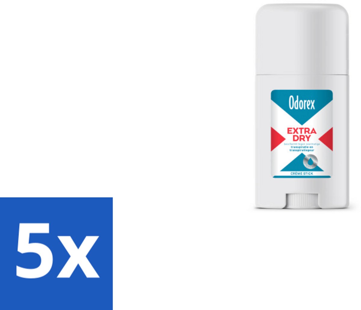 5 x Odorex - Deodorant Stick - Extra Dry - Intens Droog - Zonder Parfum - 40 ml - Voordeelverpakking - 5 stuks