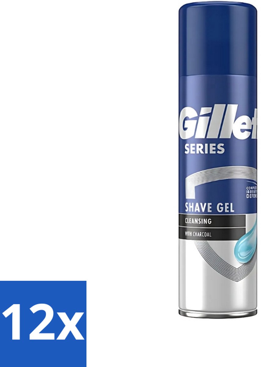 Gillette Series - Scheergel - Cleansing - Charcoal - Verfrissend en reinigend - 200 ml - Voordeelverpakking - 12 stuks