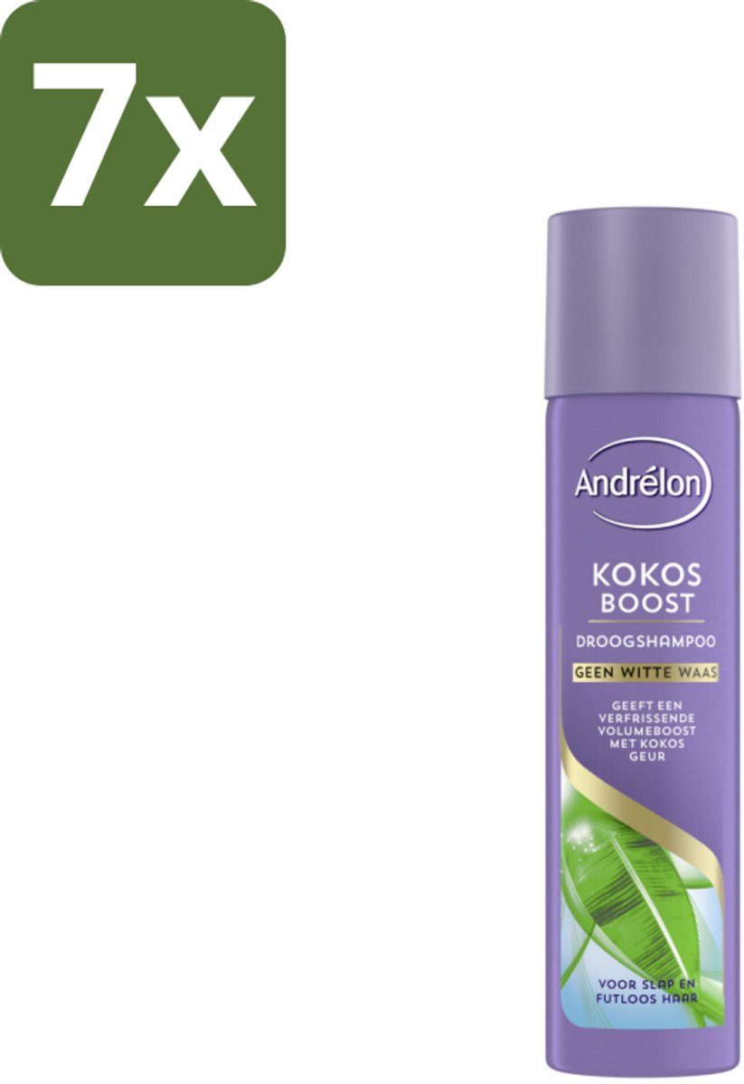 7 x Andrélon Droogshampoo Kokos Boost 245 ml - Droogshampoo - Kokos Boost - Volume Haar - Fris Haar - Vet Absorberend