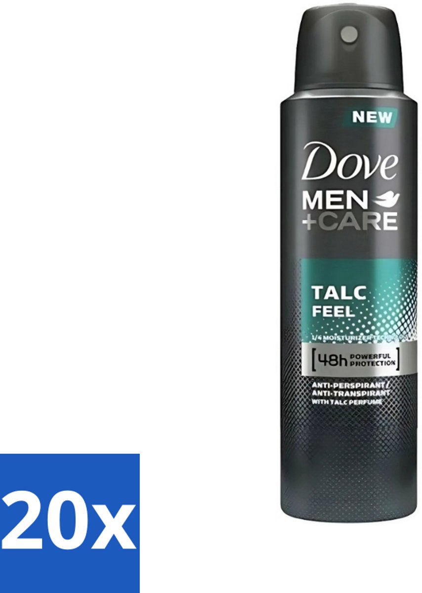 20 x Dove - Deodorant - Men Care Talc Feel - Zachte en verzorgende bescherming - 150 ml - Deodorant Spray - Zweetbescherming - Frisheid - Huidbescherming - Men Care