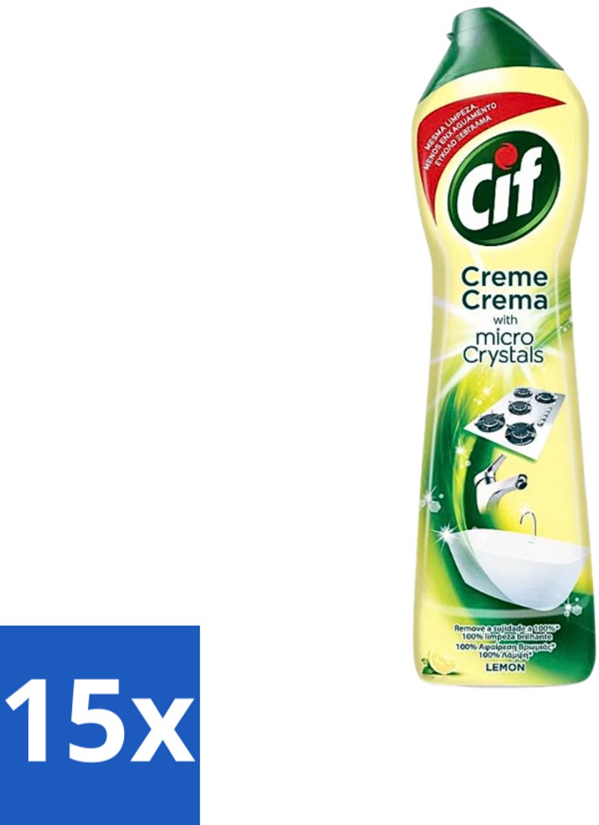 Cif - Badkamer & Keuken - Schuurmiddel - Cream Lemon - 500 ml - Bulkverpakking - 15 stuks