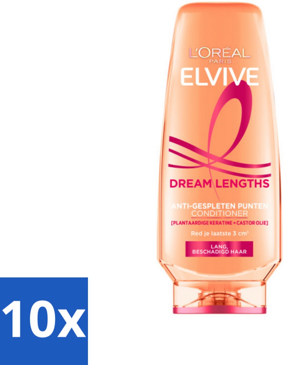 10 x L'Oréal Elvive Dream Lengths Conditioner 200 ml - Lang Haar - Beschadigd Haar - Haar Herstel - Haar Verzorging - Haar Voeding